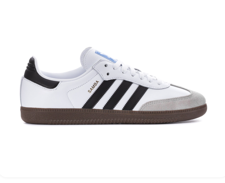 Adidas Samba Sneakers – White & Black with Grey Toe Overlay