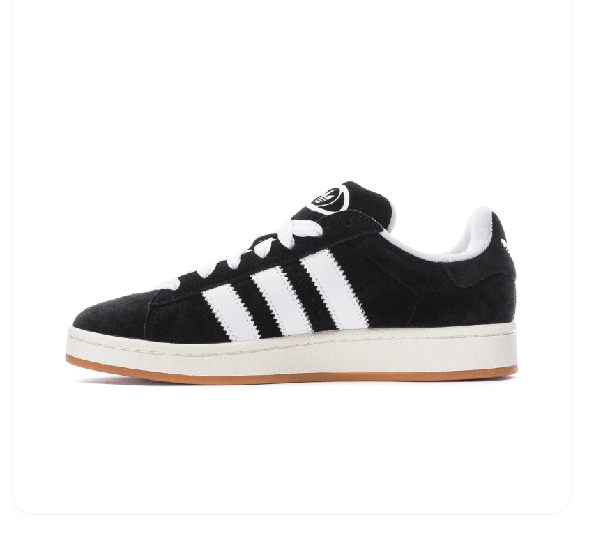Adidas Campus Sneakers – Black & White with Wide White Laces