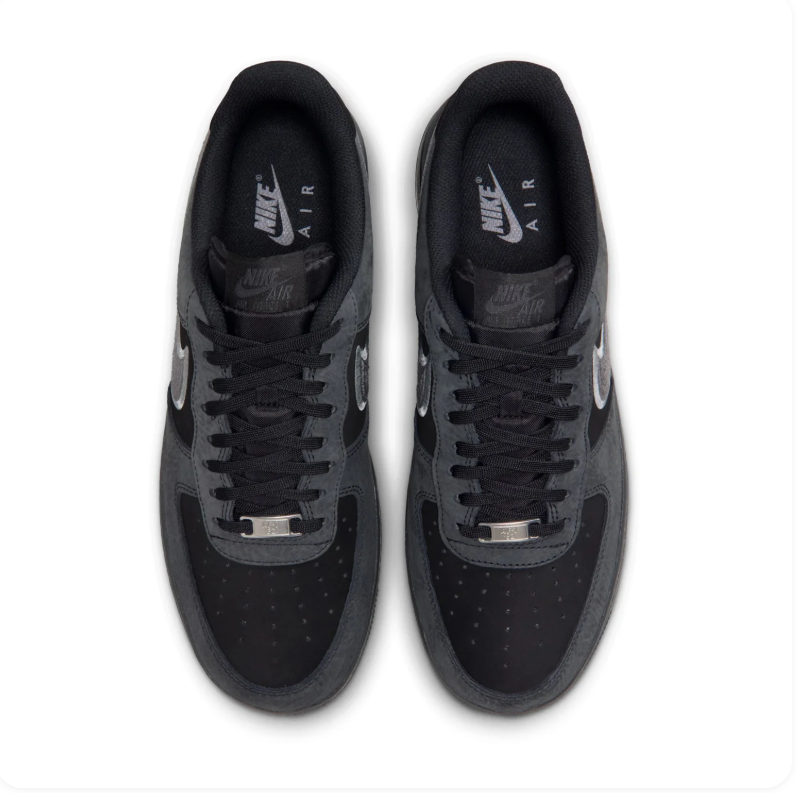 Nike Air Force 1 Low Sneakers – Black & Charcoal with Silver Swoosh