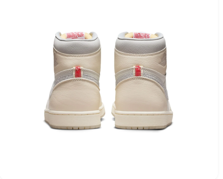 Air Jordan 1 High Sneakers - Cream & Light Gray with Red Accents