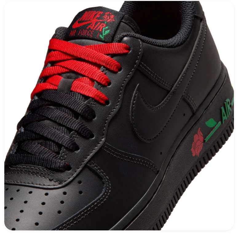 Nike Air Force 1 Low Sneakers – Black with Rose Details