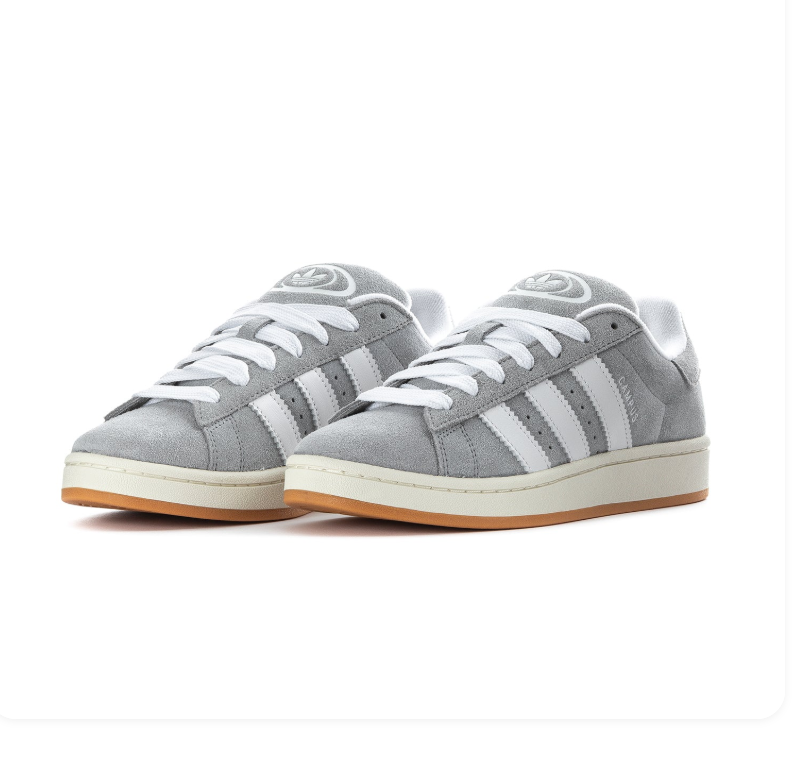 Adidas Low-Top Sneakers – Light Grey & White with Gum-Colored Sole