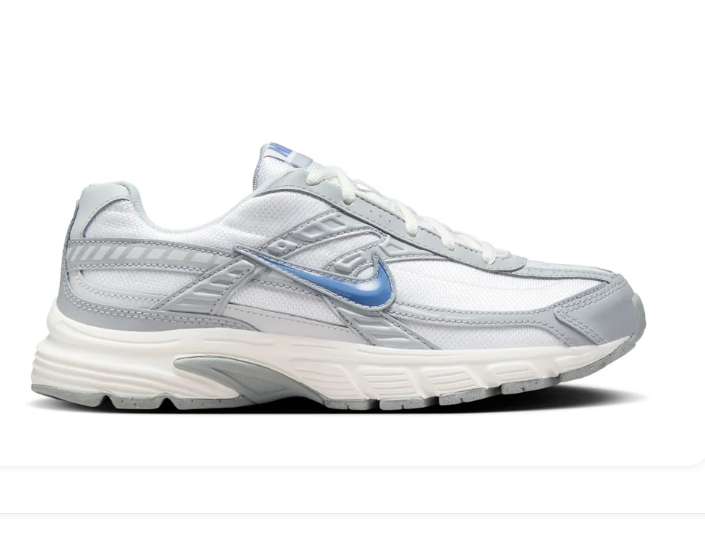 Nike Sneakers – White & Silver Grey with Blue Swoosh