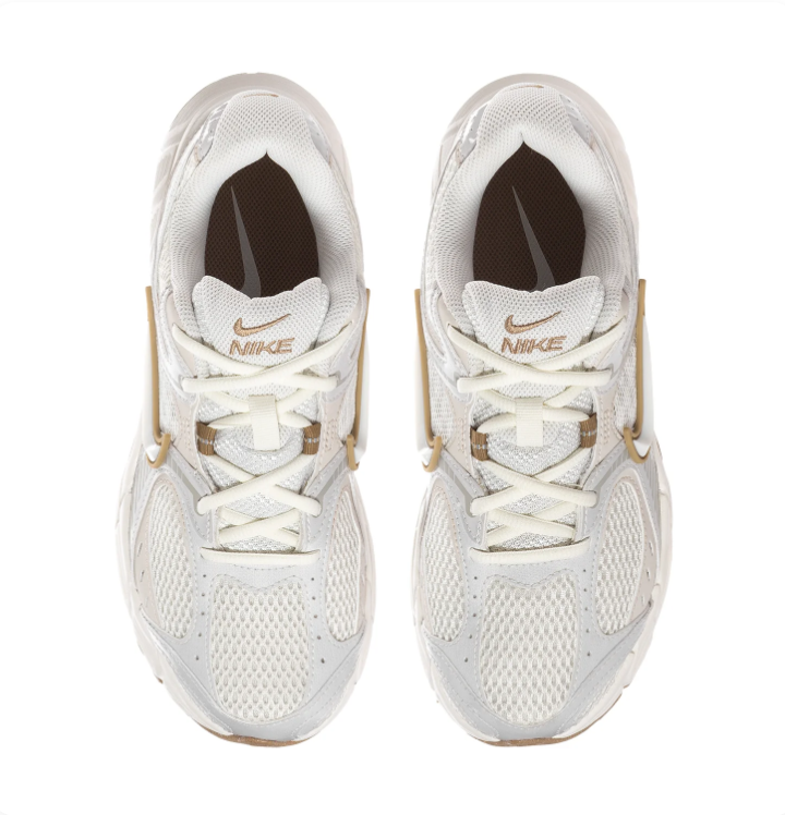 Nike Sneakers – White & Light Grey with Gold-Toned Accents