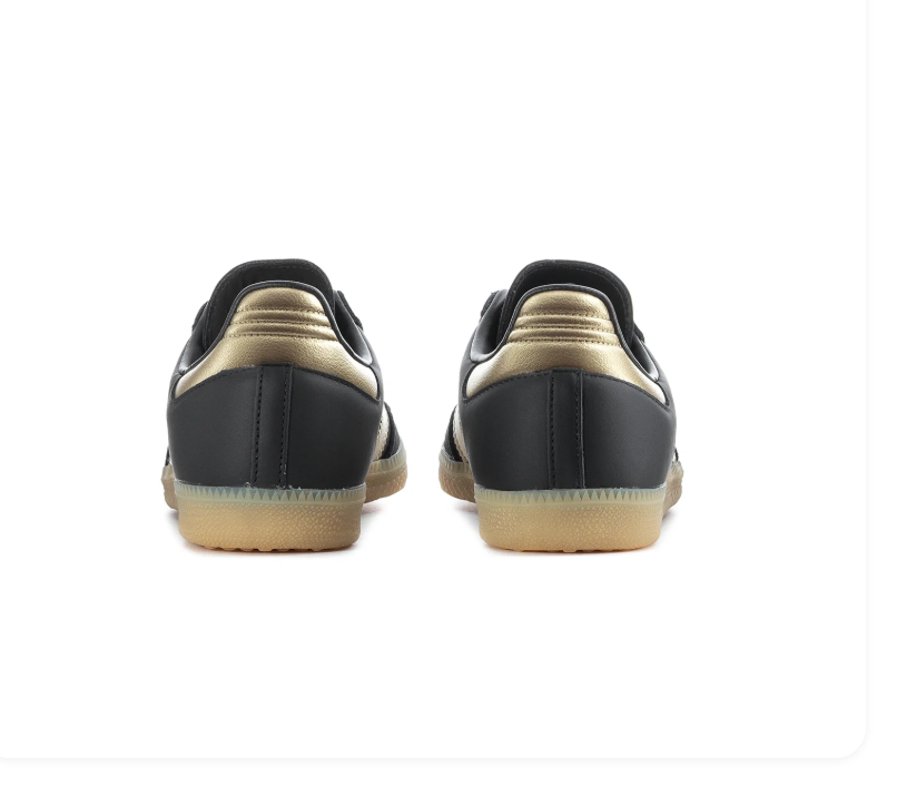 Adidas Samba Sneakers - Black & Metallic Gold with Gum Sole