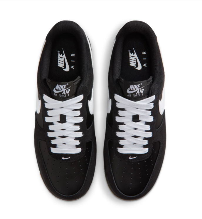Nike Air Force 1 Low Sneakers – Black & White with Gum-Colored Sole