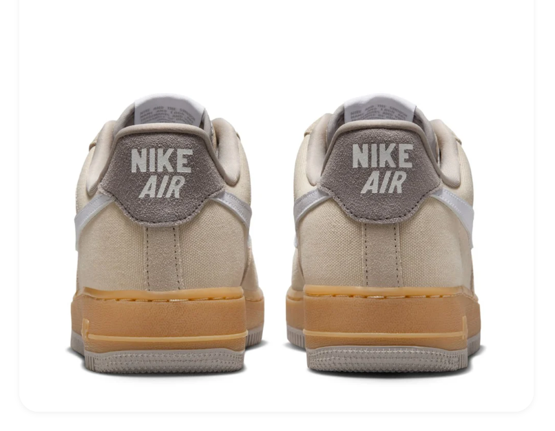 Nike Air Force 1 Low Sneakers – Beige & White with Gum-Colored Midsole