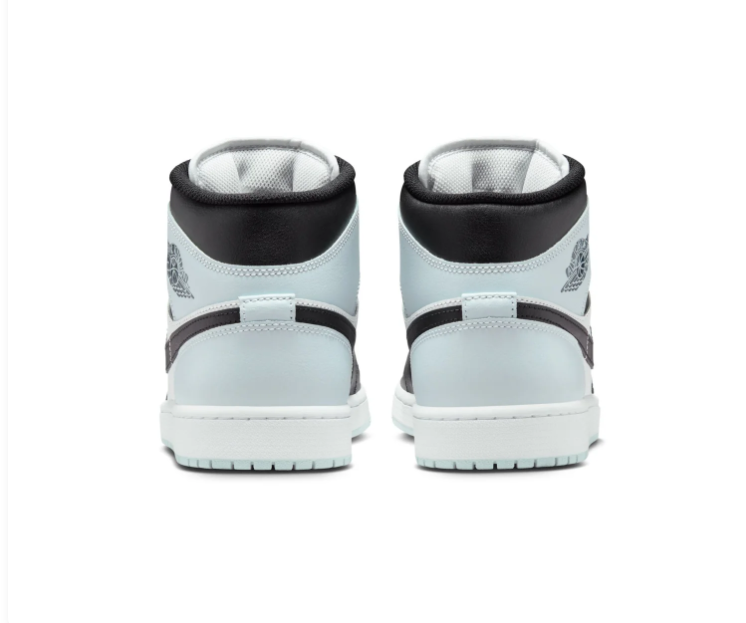 Air Jordan 1 Mid Sneakers - Ice Blue, Black & White