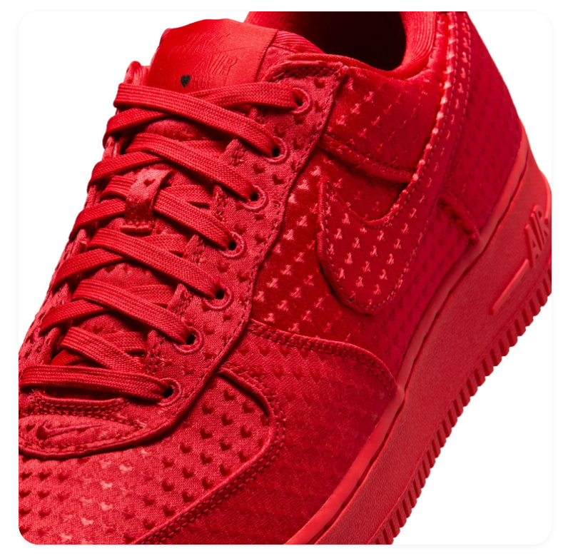 Nike Air Force 1 Low Sneakers – All Red with Textured Details