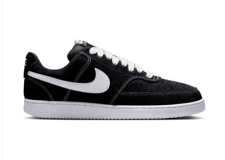 Nike Court Vision Low Sneakers – Black & White with Contrast Stitching