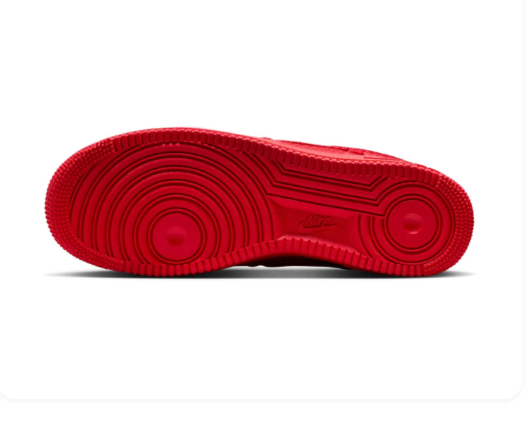 Nike Air Force 1 Low Sneakers – All Red with Textured Details