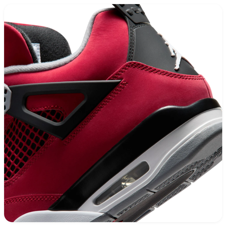 Air Jordan 4 Sneakers - Red, Black & Gray