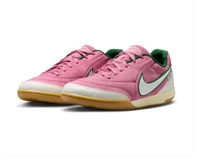 Nike Tiempo Sneakers – Pink & Cream with Green Accents