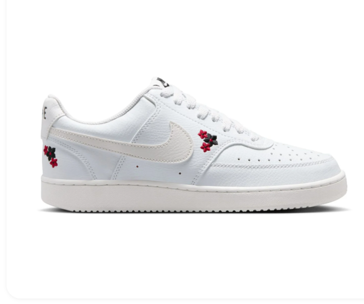 Nike Low-Top Sneakers – White with Red Floral Details