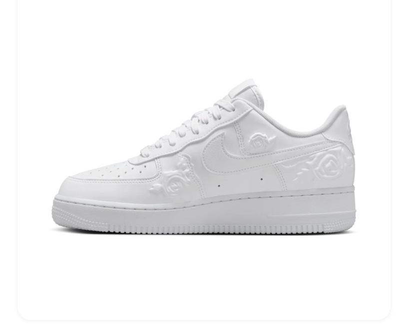 Nike Air Force 1 Low Sneakers – All White with Floral Details