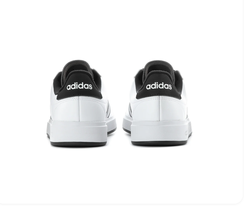 Adidas Low-Top Sneakers - White with Black Trim & Laces