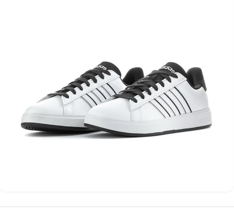 Adidas Low-Top Sneakers - White with Black Trim & Laces