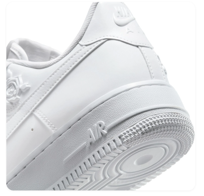 Nike Air Force 1 Low Sneakers – All White with Floral Details
