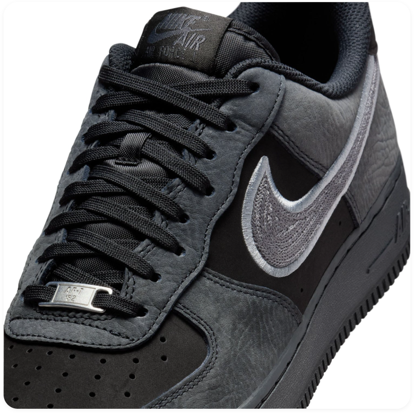 Nike Air Force 1 Low Sneakers – Black & Charcoal with Silver Swoosh