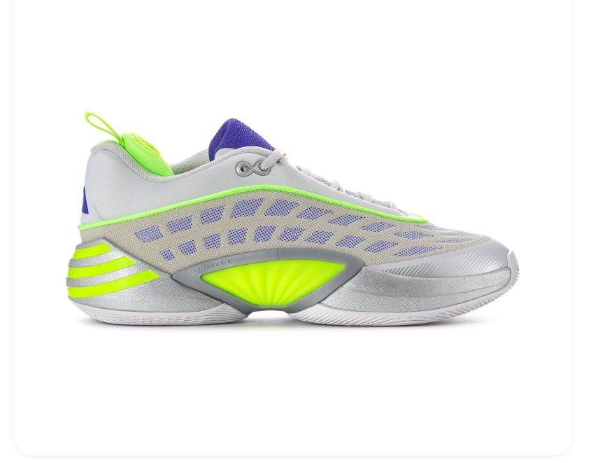 Adidas Athletic Sneakers - Light Gray & Neon Green with Purple Accents
