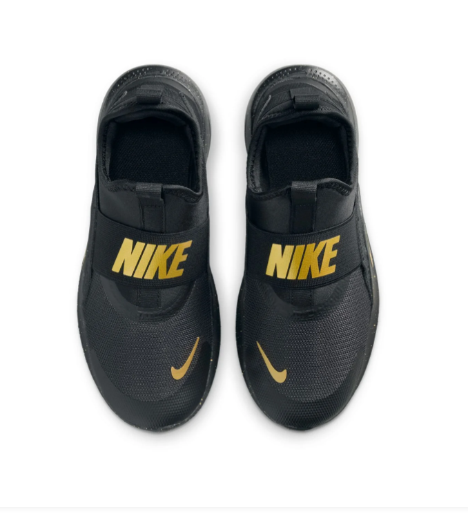 Nike Slip-On Sneakers – Black & Gold with Speckled Sole