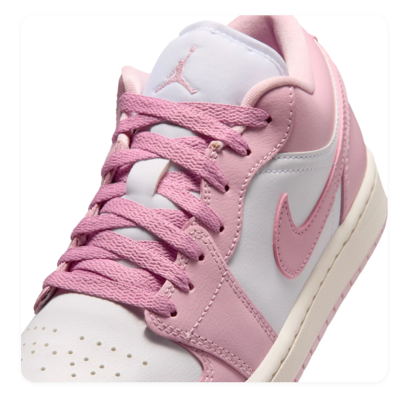 Air Jordan 1 Low Sneakers - Pink & White with Cream Midsole