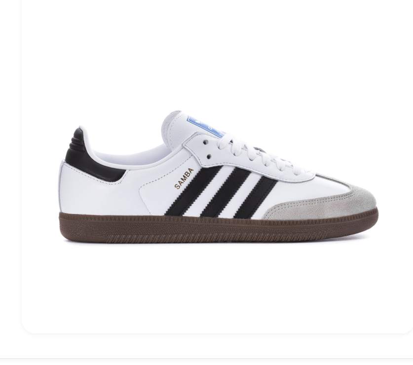 Adidas Samba Sneakers – White & Black with Grey Toe Overlay