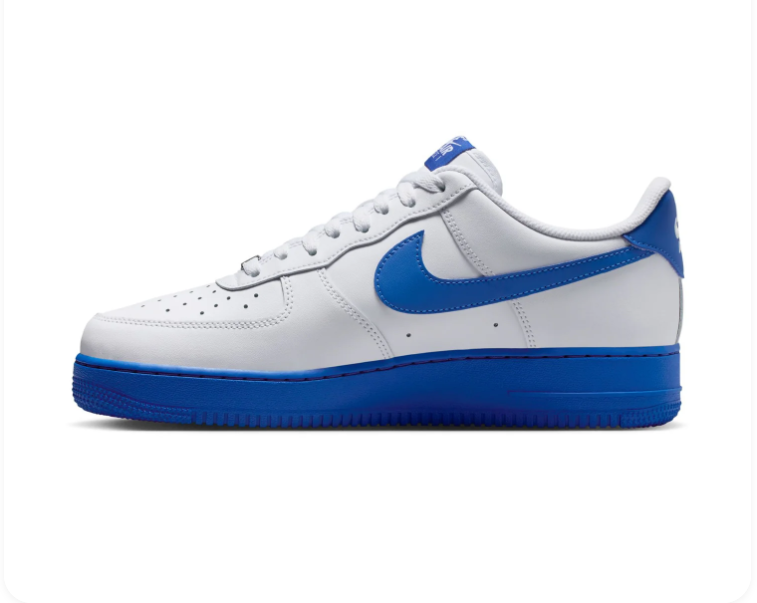 Nike Air Force 1 Low Sneakers – White & Royal Blue with Blue Sole