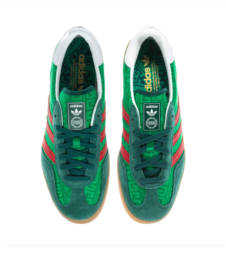 Adidas Low-Top Sneakers - Patterned Green & Red with Gum Sole