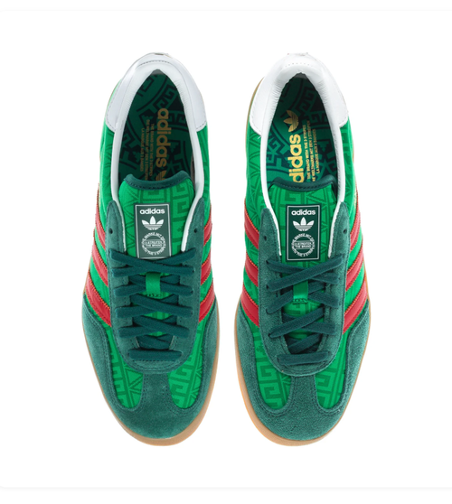 Adidas Low-Top Sneakers - Patterned Green & Red with Gum Sole