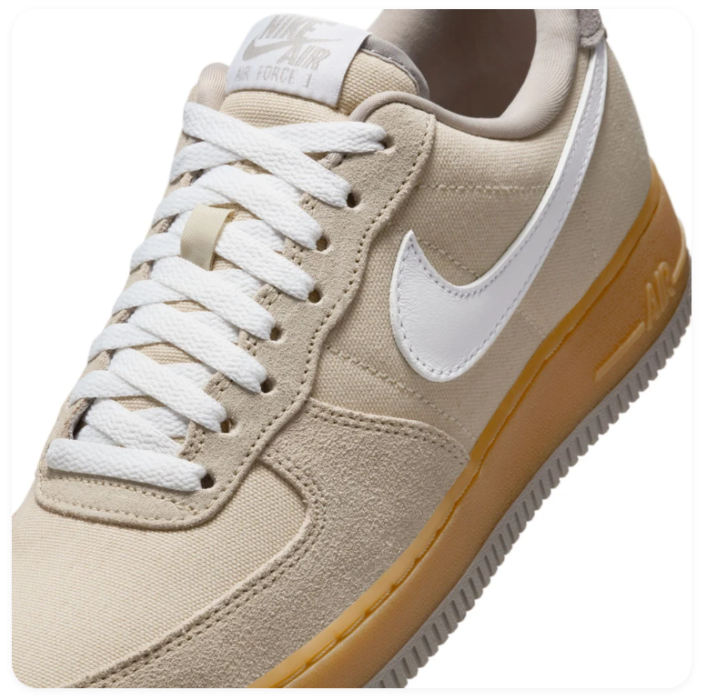 Nike Air Force 1 Low Sneakers – Beige & White with Gum-Colored Midsole