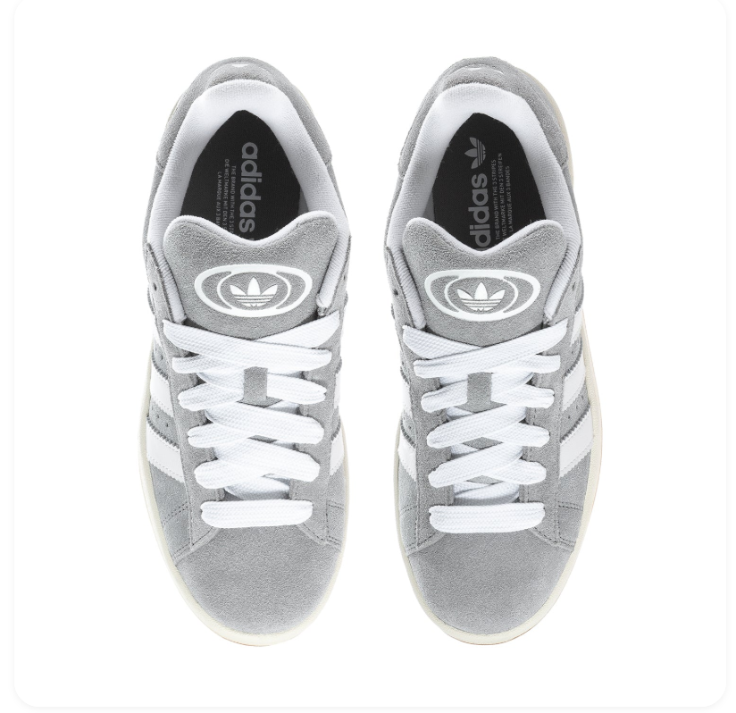 Adidas Low-Top Sneakers – Light Grey & White with Gum-Colored Sole