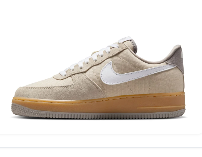 Nike Air Force 1 Low Sneakers – Beige & White with Gum-Colored Midsole