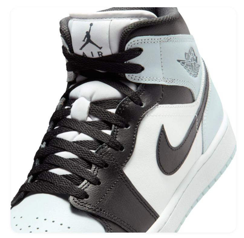 Air Jordan 1 Mid Sneakers - Ice Blue, Black & White