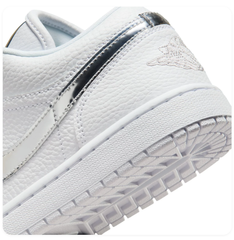 Air Jordan 1 Low Sneakers - White & Metallic Silver