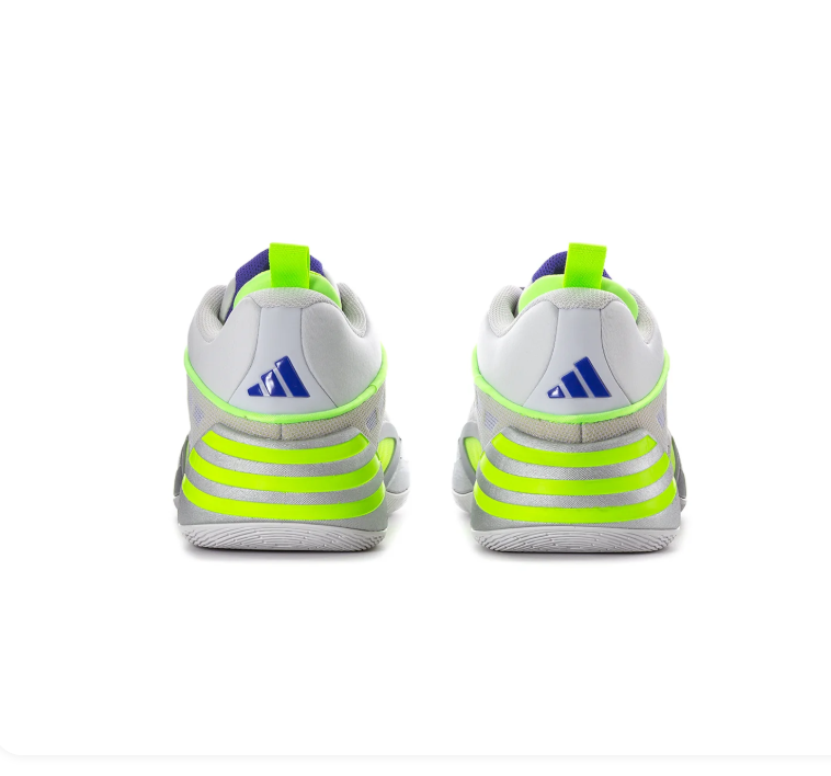 Adidas Athletic Sneakers - Light Gray & Neon Green with Purple Accents