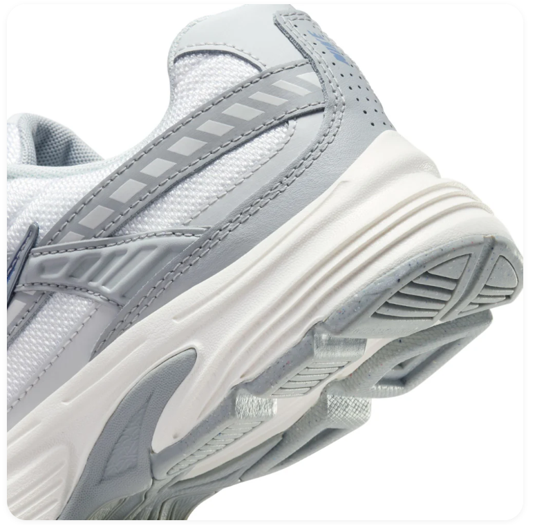 Nike Sneakers – White & Silver Grey with Blue Swoosh