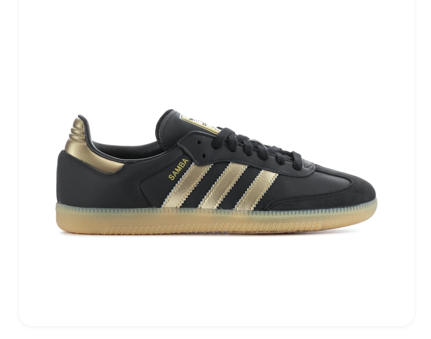 Adidas Samba Sneakers - Black & Metallic Gold with Gum Sole