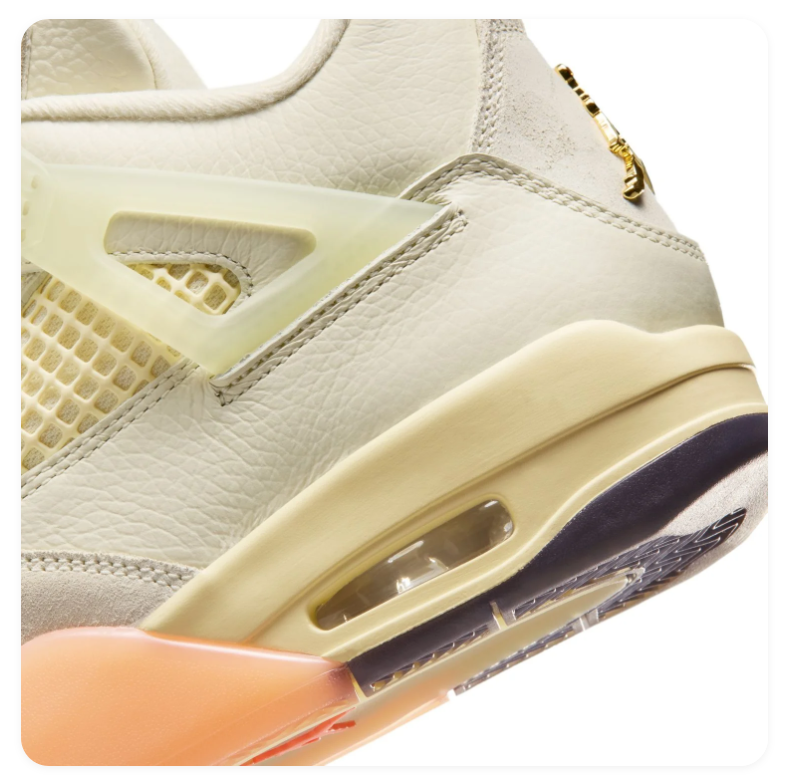 Air Jordan 4 Sneakers - Cream with Orange & Peach Accents