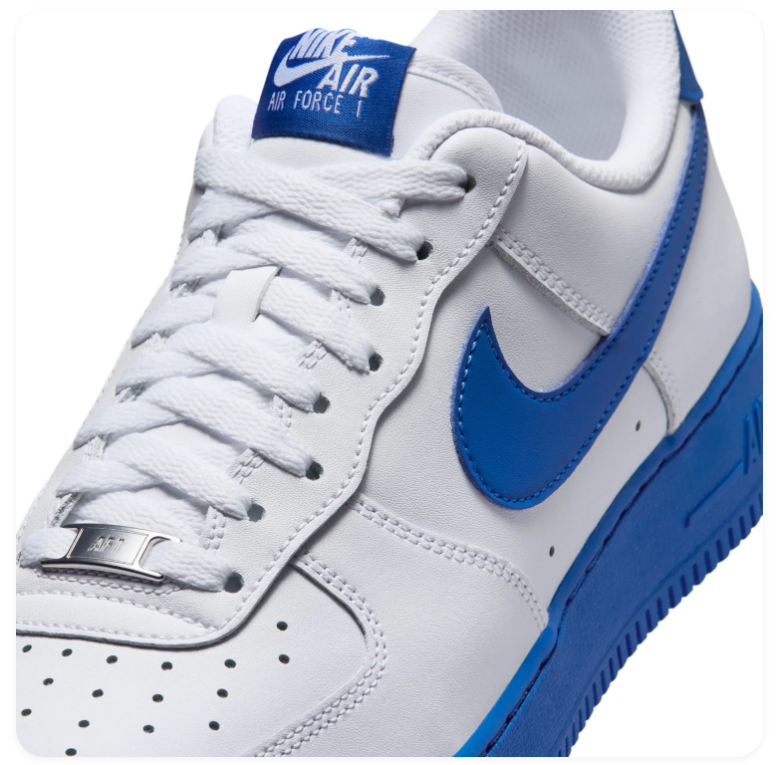 Nike Air Force 1 Low Sneakers – White & Royal Blue with Blue Sole