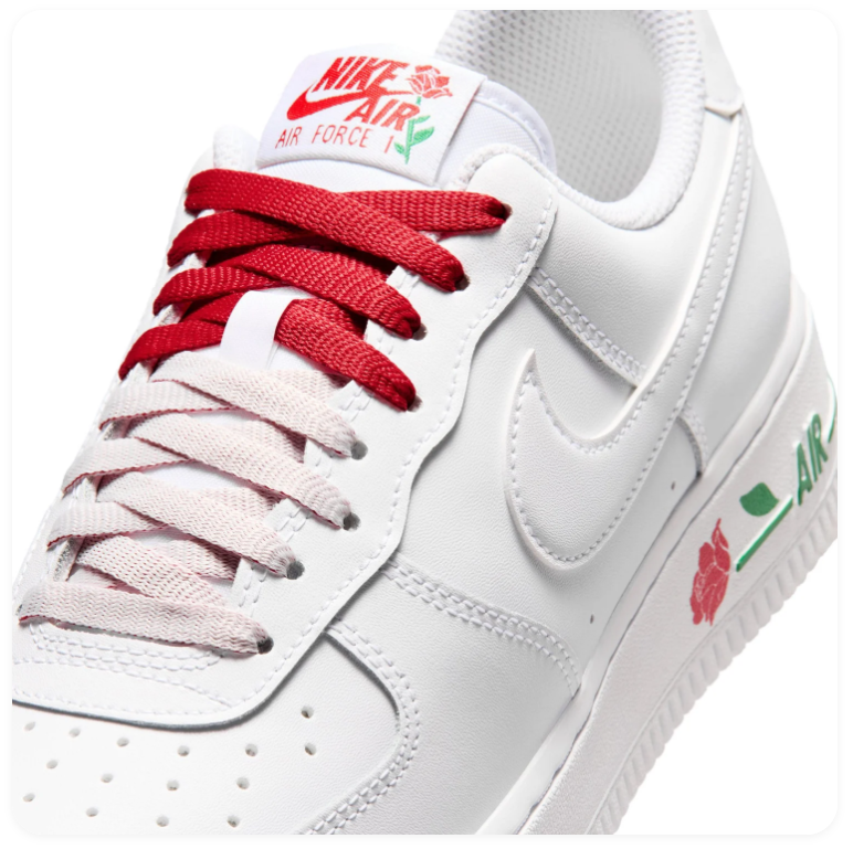 Nike Air Force 1 Low Sneakers – White with Rose Details