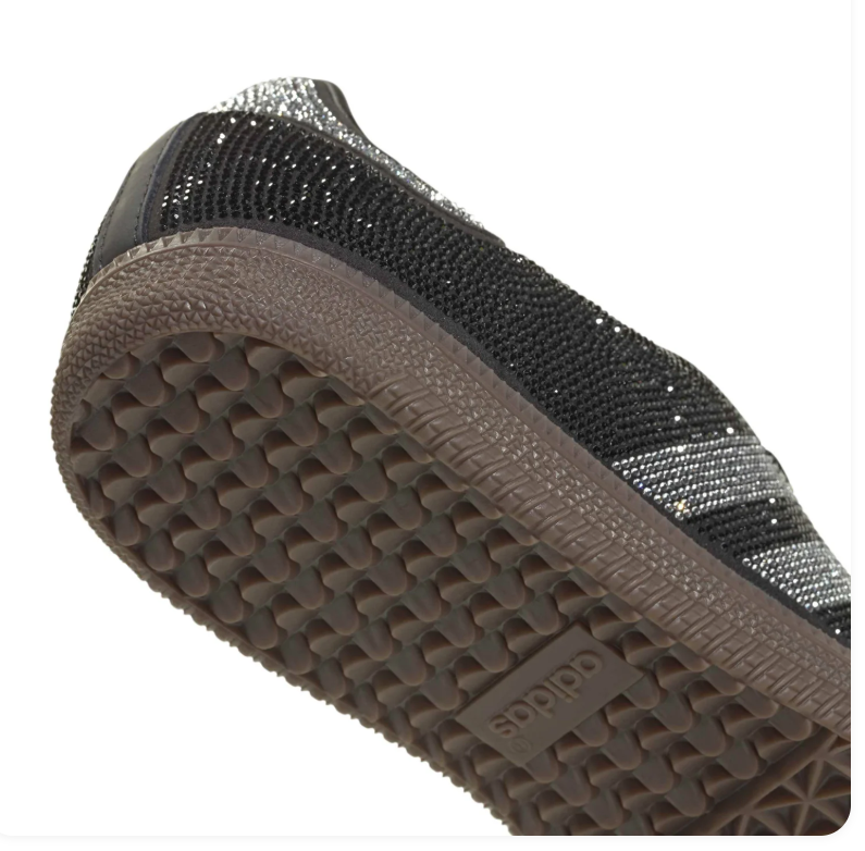 Adidas Rhinestone Low-Top Sneakers - Black & Silver with Gum Sole