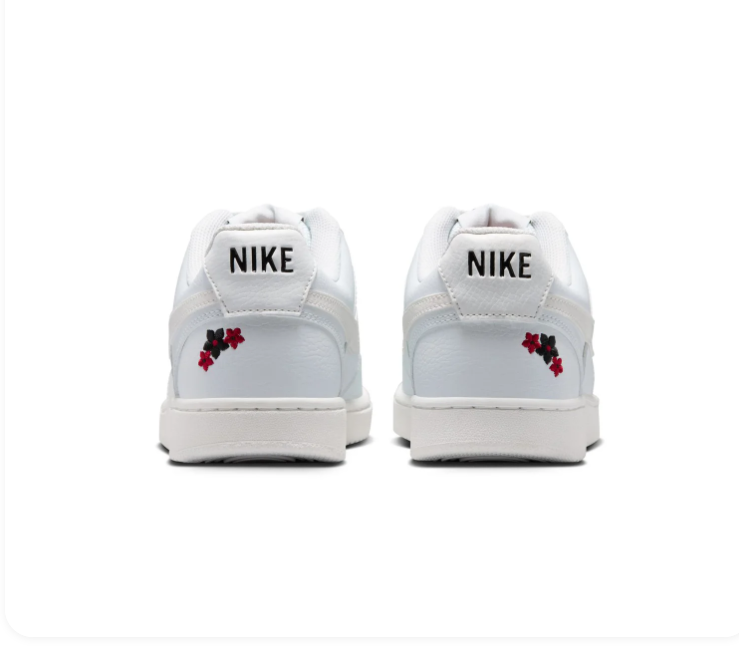Nike Low-Top Sneakers – White with Red Floral Details