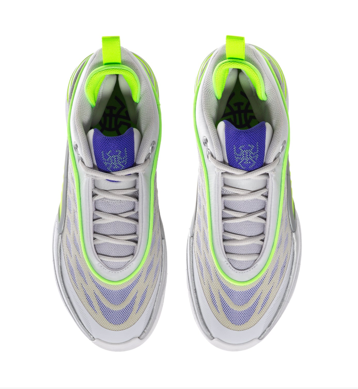 Adidas Athletic Sneakers - Light Gray & Neon Green with Purple Accents