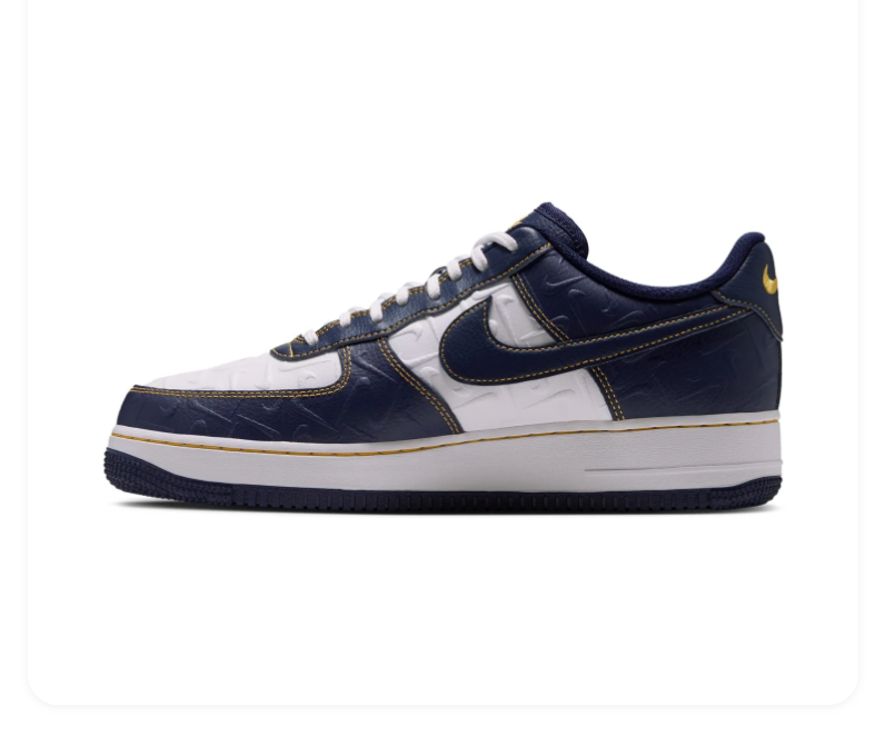 Nike Low-Top Sneakers – Navy & White with Yellow Stitching
