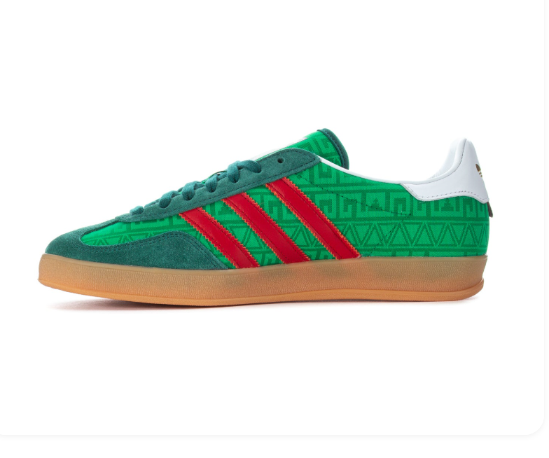 Adidas Low-Top Sneakers - Patterned Green & Red with Gum Sole