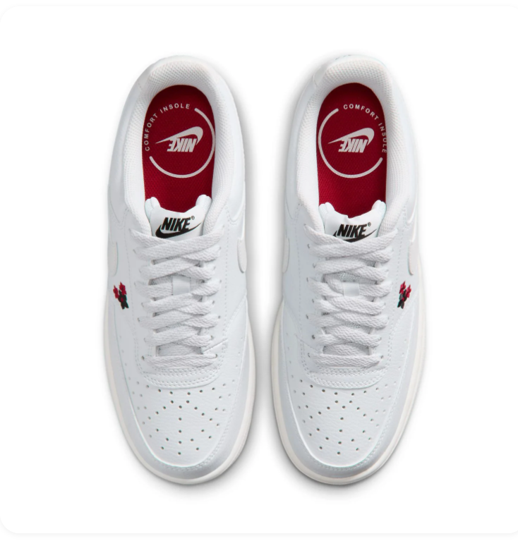 Nike Low-Top Sneakers – White with Red Floral Details