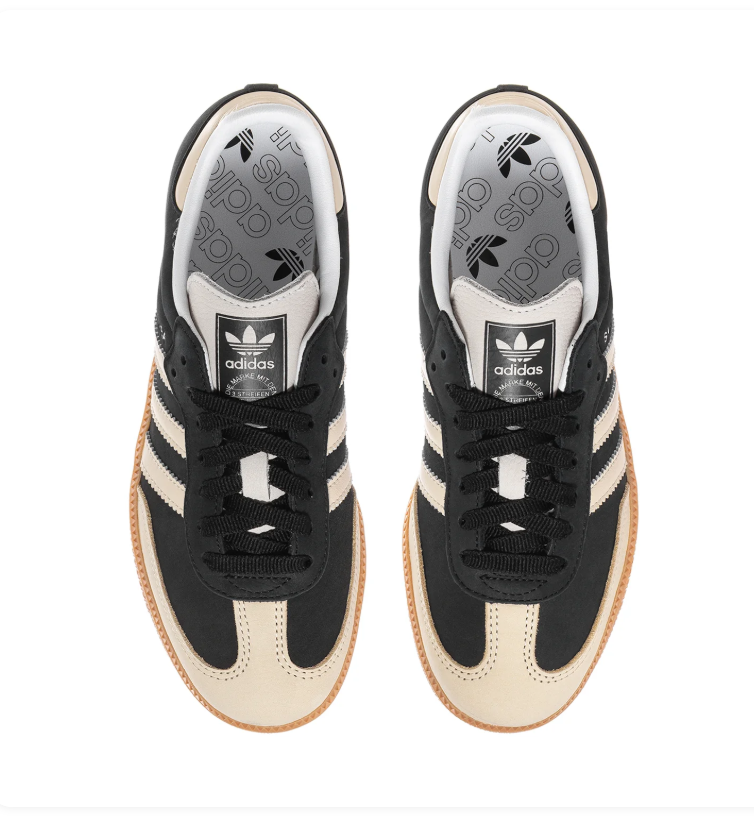 Adidas Samba Sneakers – Cream & Black with Gum-Colored Sole