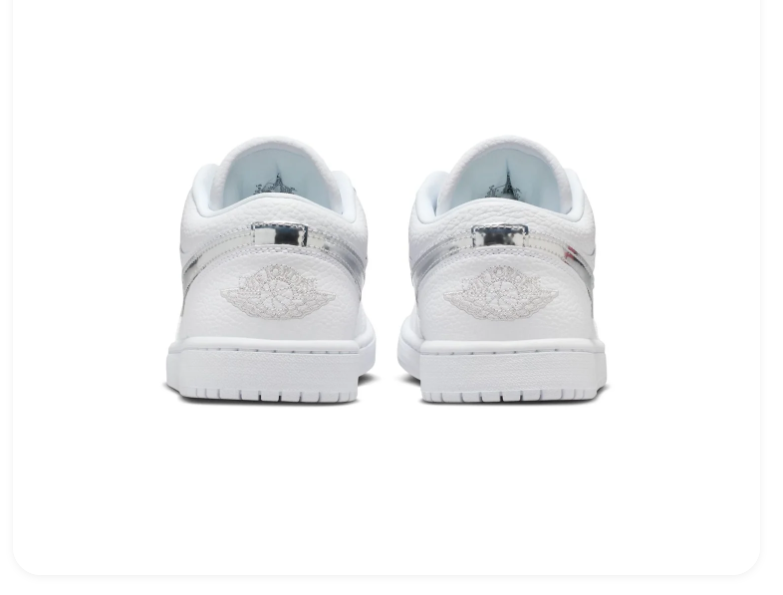 Air Jordan 1 Low Sneakers - White & Metallic Silver