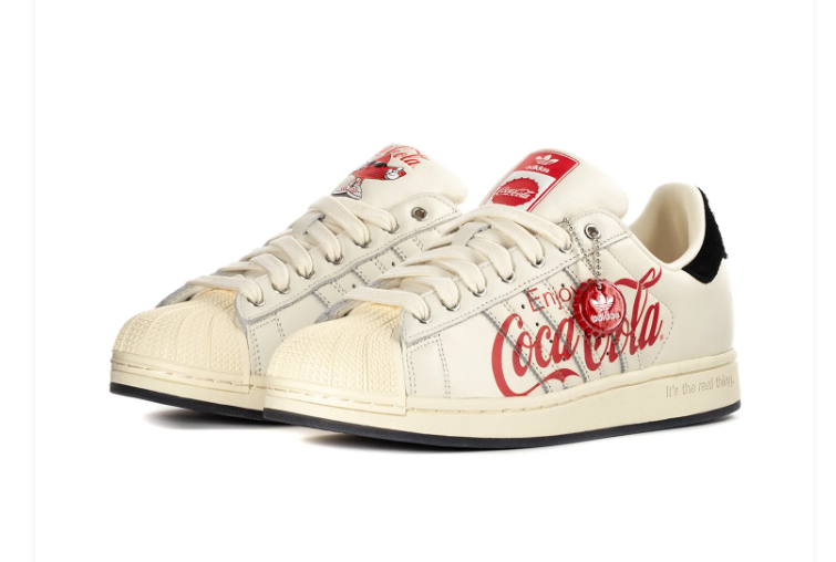 Adidas Shell-Toe Sneakers with Coca-Cola Graphics - Cream & Red